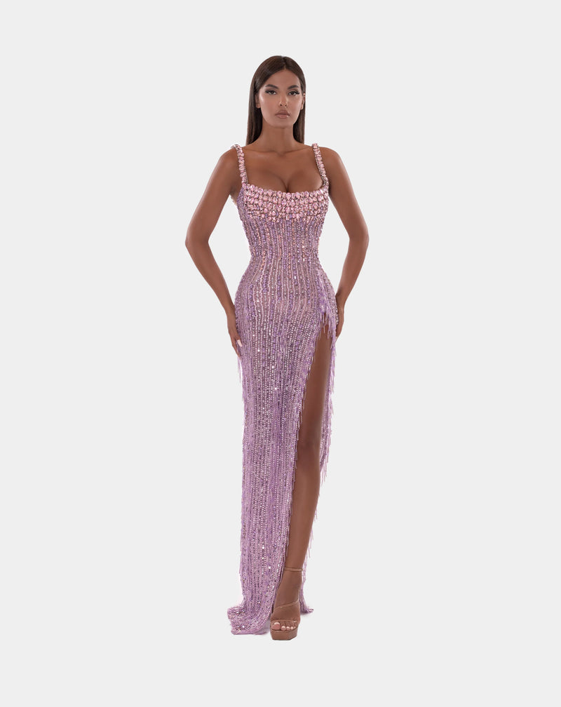 Albina Dyla pink and lilac formal dress