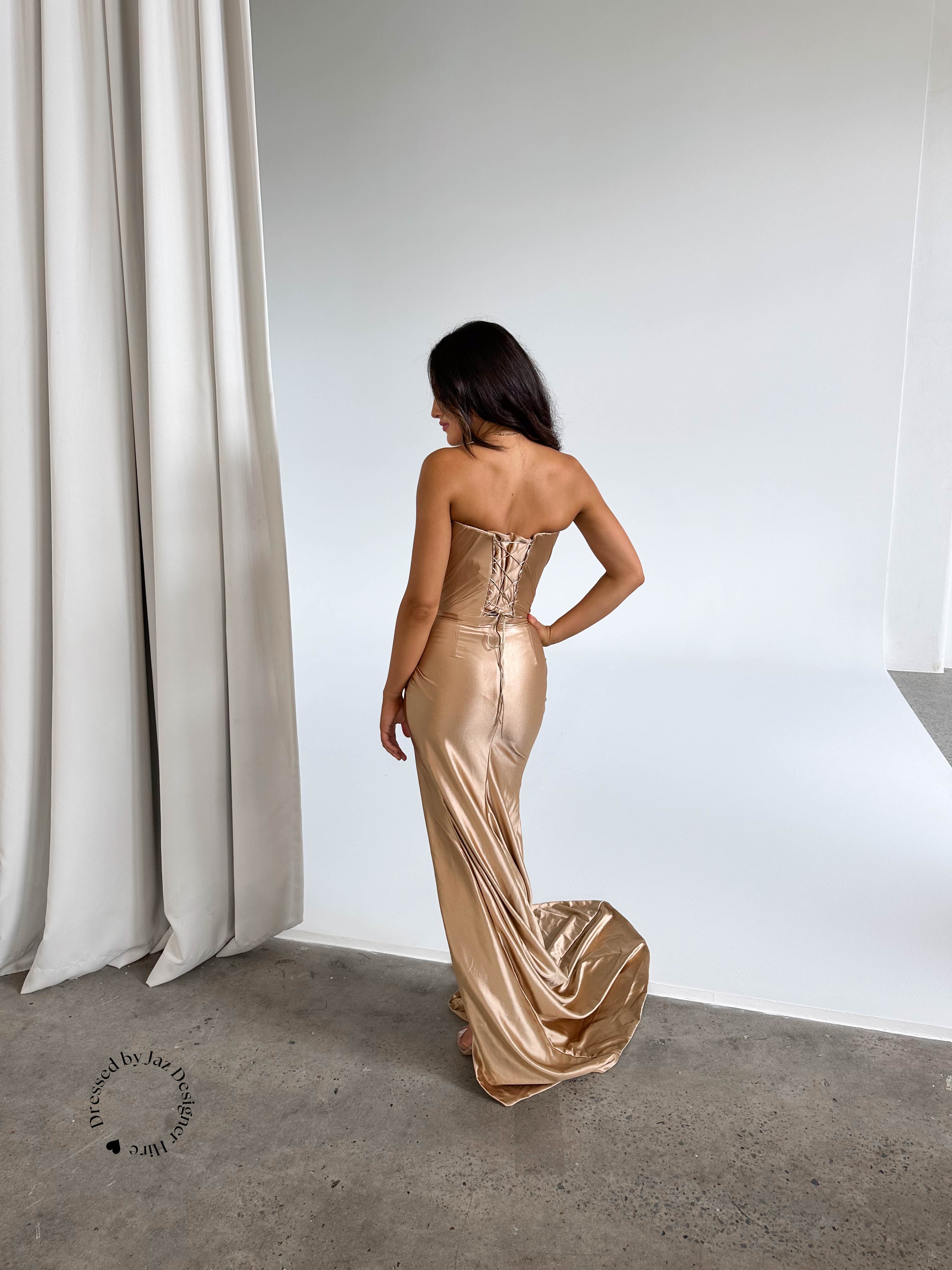 Gold Crystal Beaded Formal Evening Dress With Long Sleeves And Ruched Satin  Customizable Mermaid Prom Party Dresses From Freesuit, $195.5 | DHgate.Com