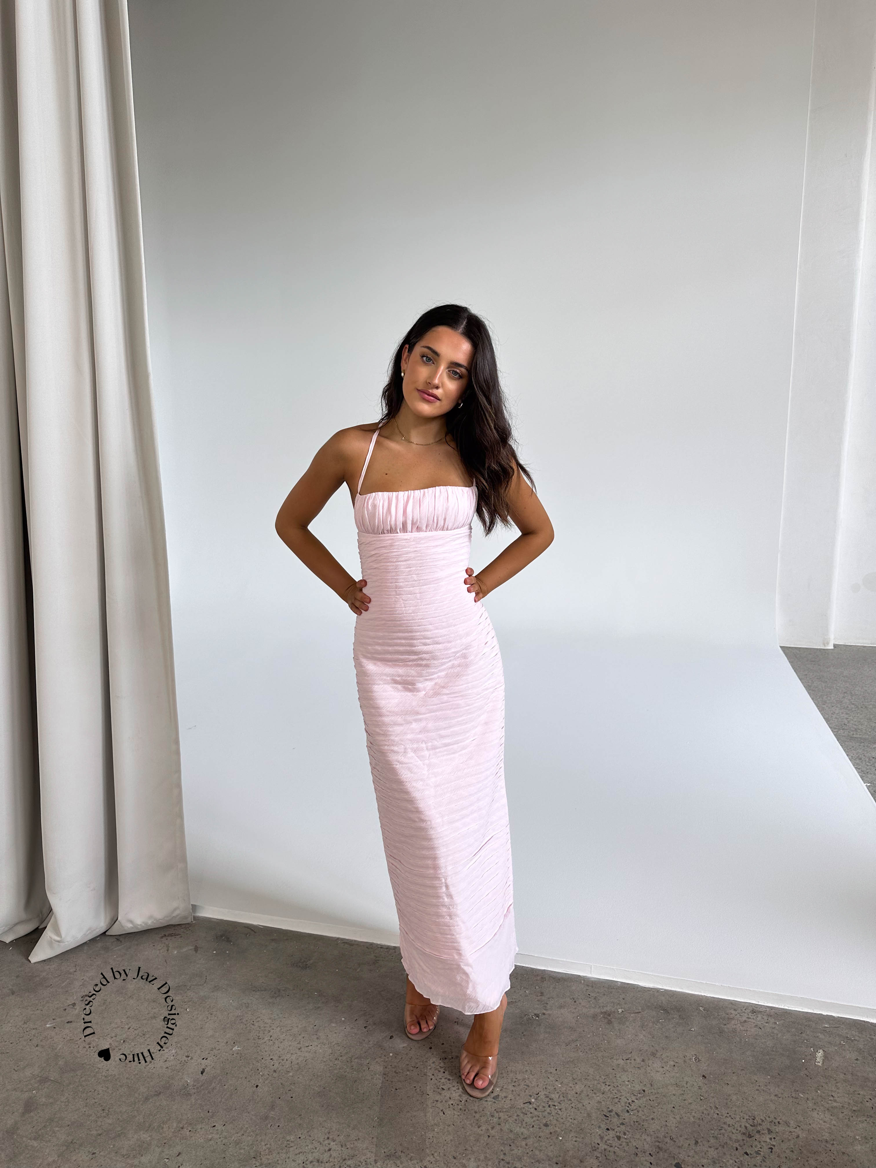 Cha Collective Cha Cha Maxi Dress Baby Pink Hire Dressed by Jaz