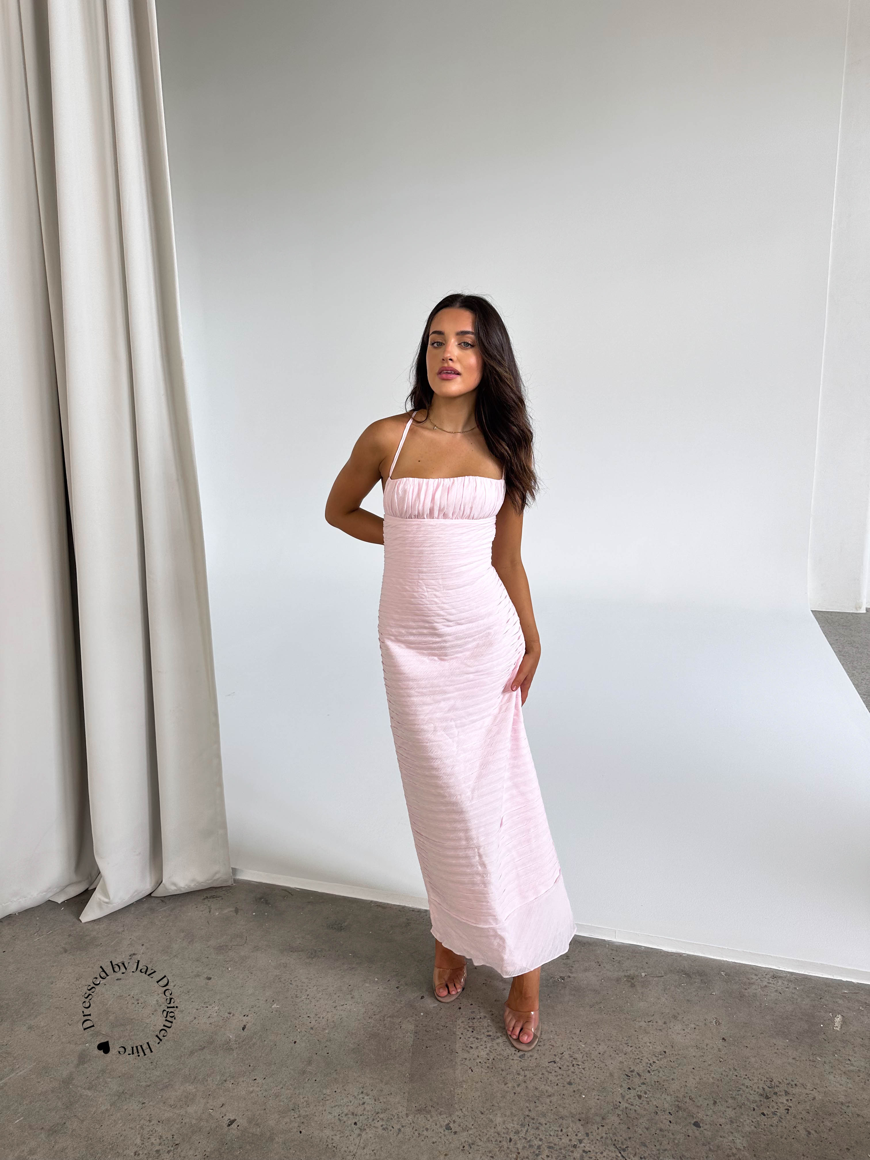 Cha Collective Cha Cha Maxi Dress Baby Pink Hire Dressed by Jaz