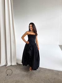 Violette Bubble hem Maxi Dress - Black
