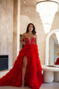 Albina Dyla red formal dress hire 