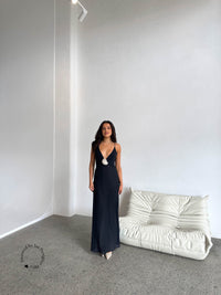 Hire HELSA STUDIO Sheer Deep V Long Slip Dress in Black – TheOnlyDress Hire