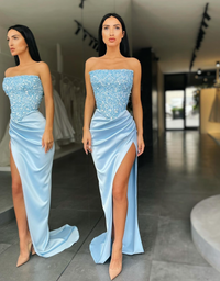 Diour Embellished Gown - Sky Blue