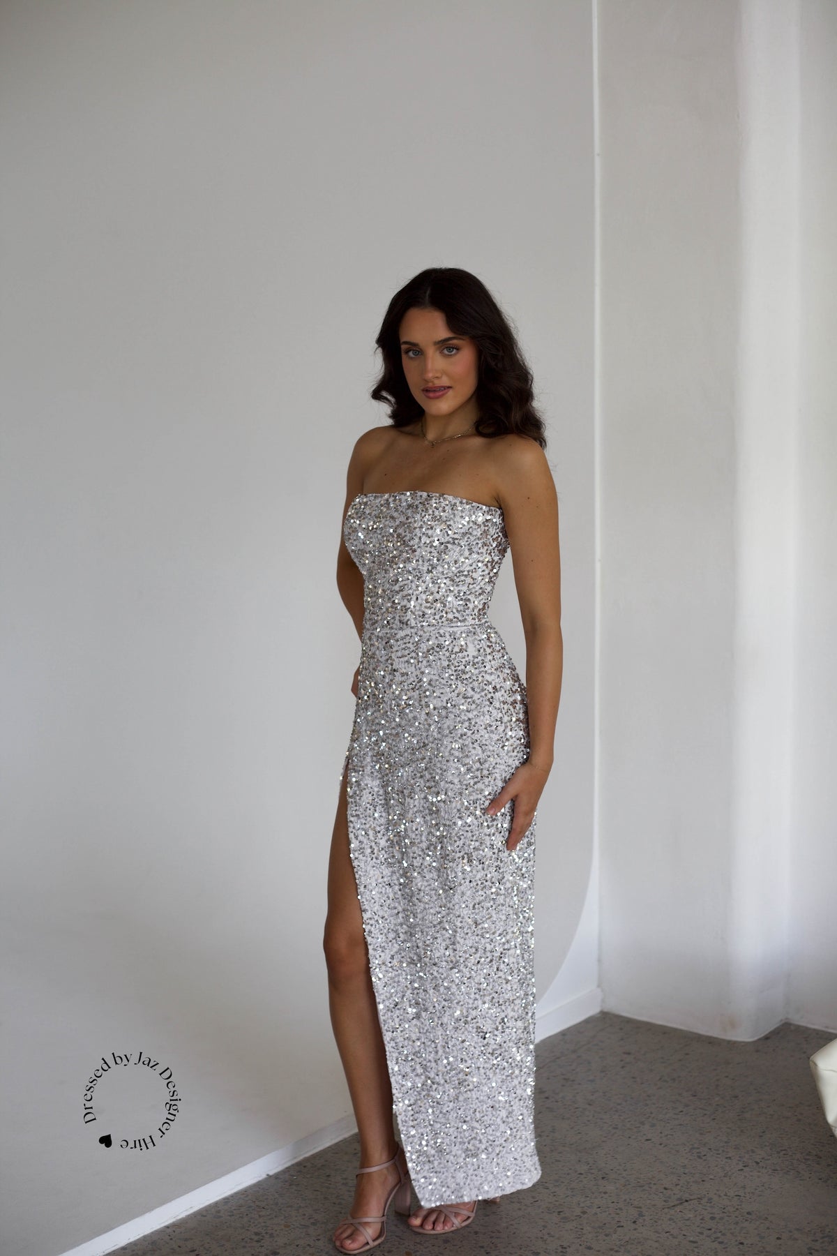 Kendall Gown - White & Silver