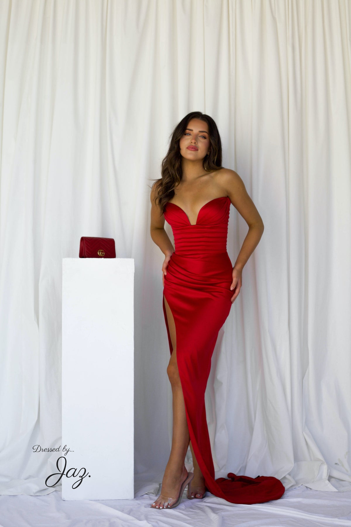 Lia Stublla red formal dress